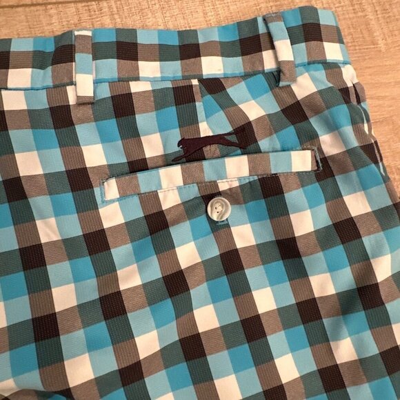 SLAZENGER MENS BLUE AND GRAY PLAID DRI FIT GOLF SHORTS SIZE 36 - Picture 8 of 8